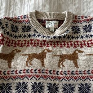 J. Crew Men's Beige and Navy Dog Pattern Sweater